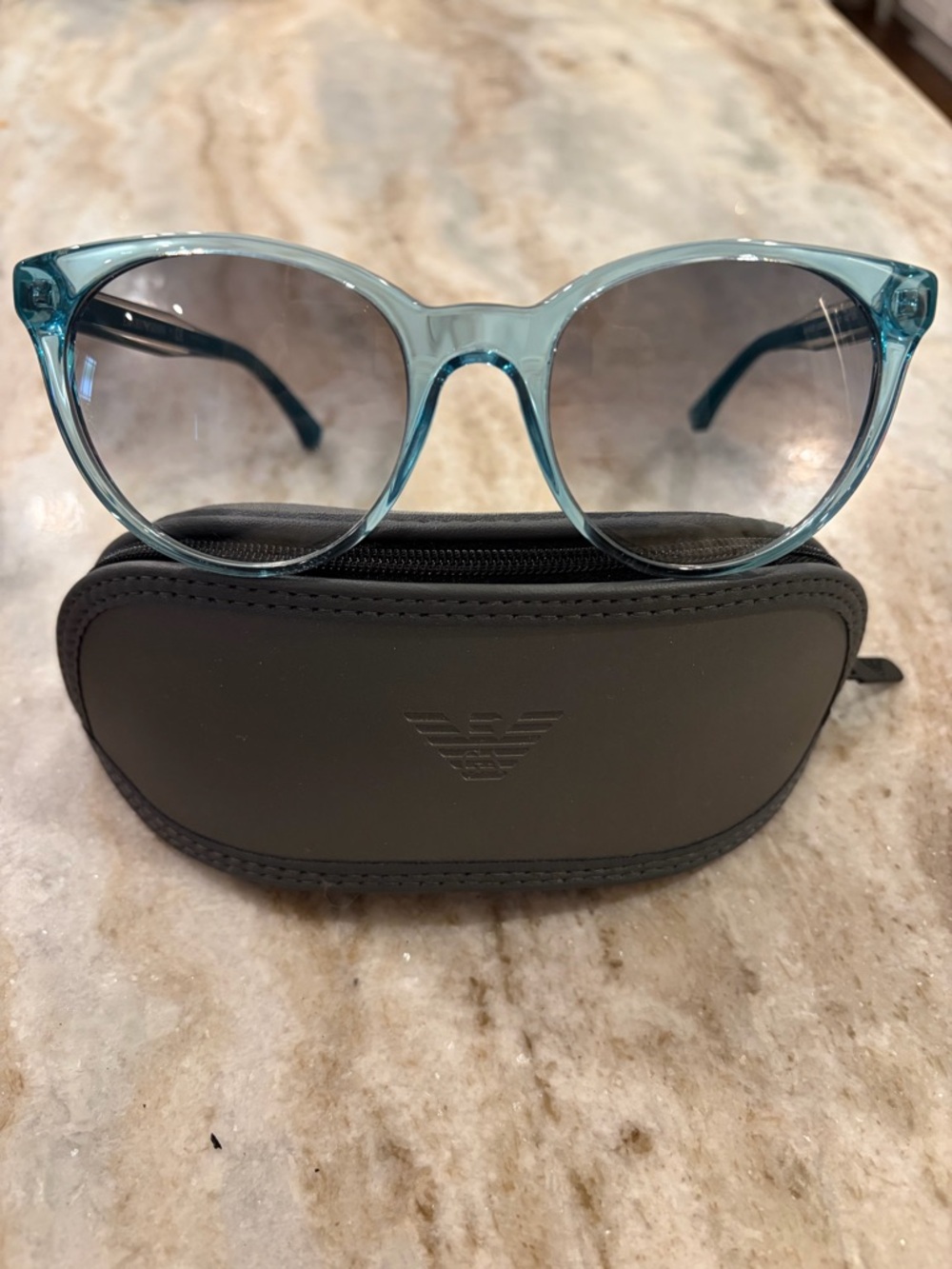 Emporio Armani Translucent Aqua Sunglasses, mod EA4003 with cloth and case